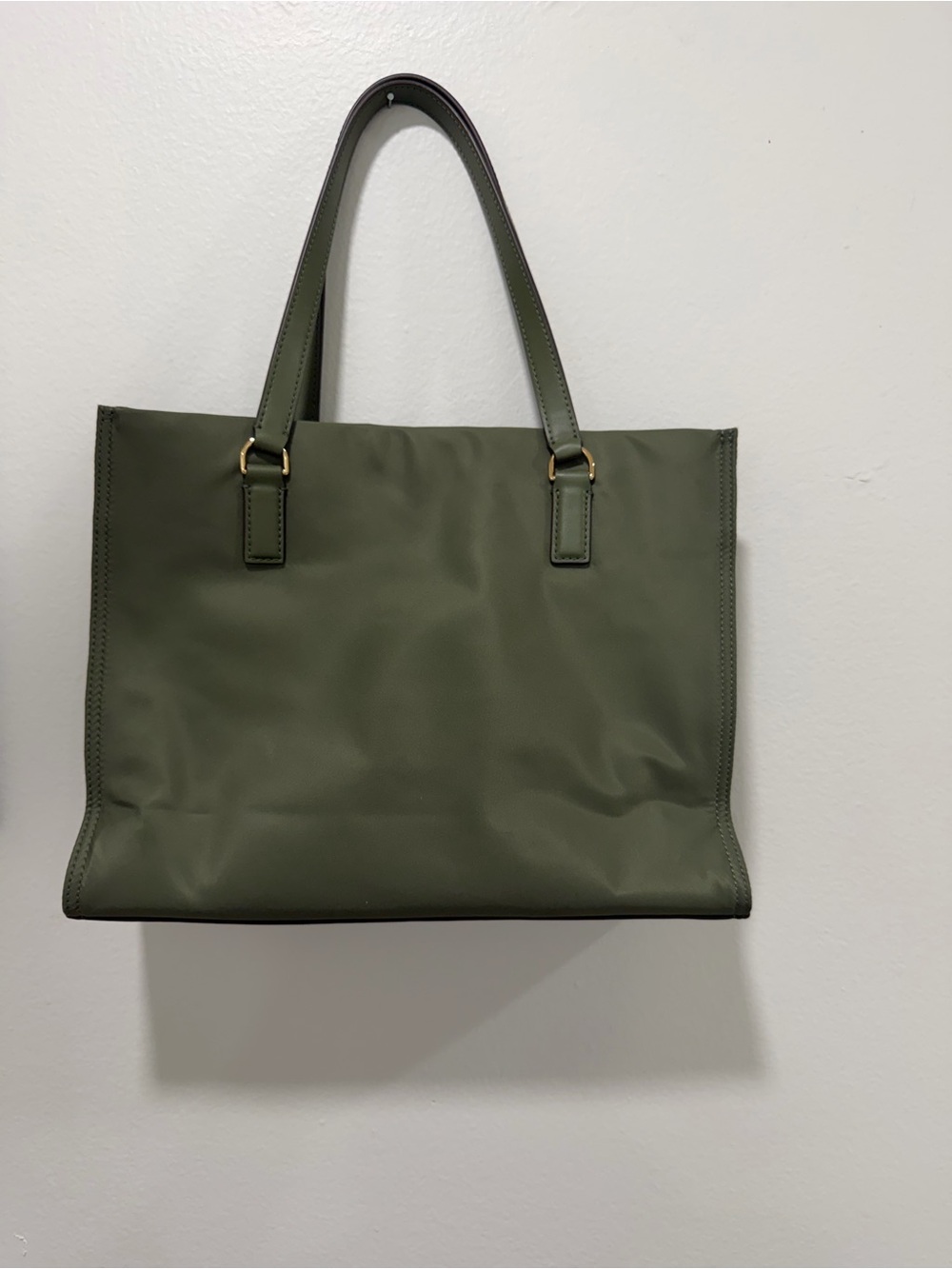 Tory Burch Ella Small Nylon Tote Palm Leaf Green Logo Medallion Shoulder Bag - Picture 2 of 6